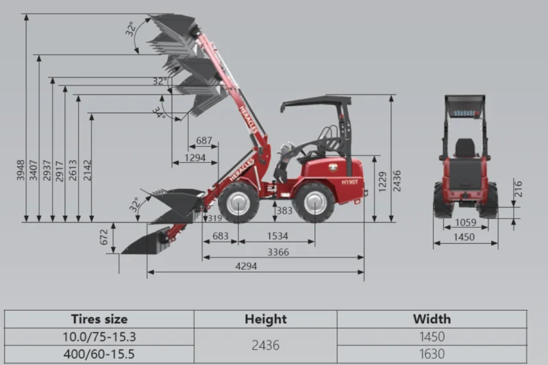 Ładowarka teleskopowa kołowa HERACLES H190T silnik Kubota 25KM