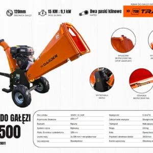 Rozdrabniacz do gałęzi, rębak spalinowy TB GARDEN GS1500