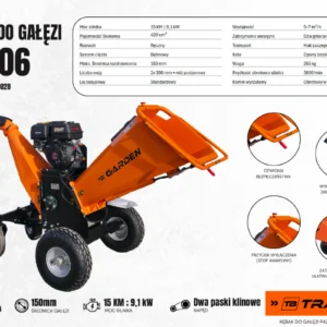 Rozdrabniacz do gałęzi, rębak spalinowy TB GARDEN P4206