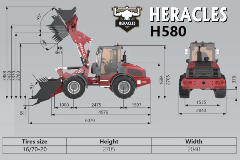 Ładowarka kołowa przegubowa HERACLES H580 YANMAR 73 KM